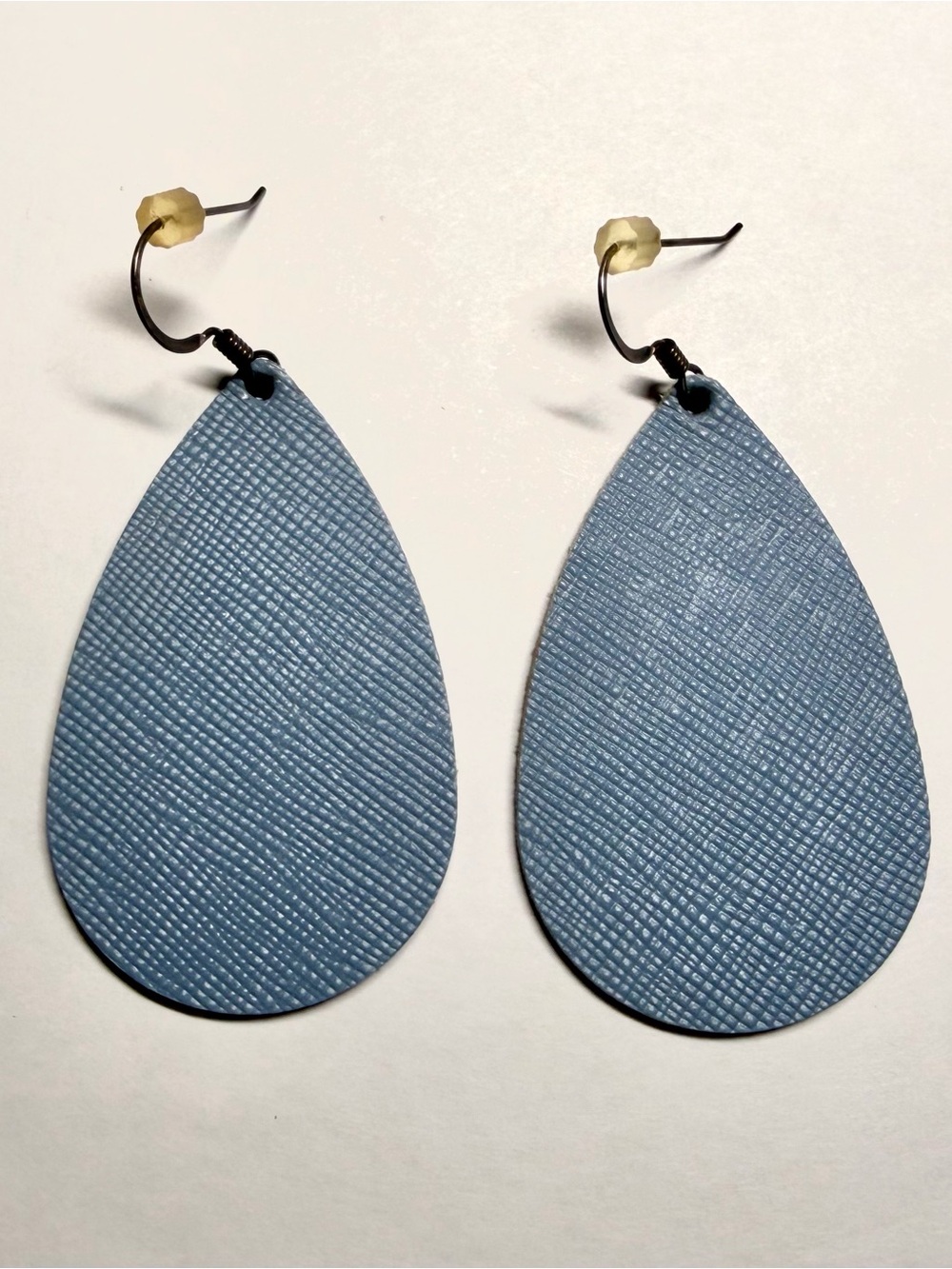 Nickel & Suede Light Blue Teardrop Earrings